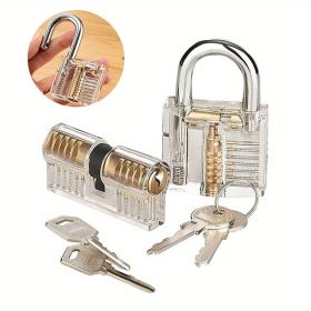 2pcs Secure Your Valuables with the Transparent Practice Padlock Tool Kit - Perfect for Sheds, Lockers, and Toolboxes