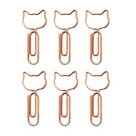 20 Pcs Pink Cat Paper Clips Cute Animal Shaped Bookmarks Pins Office Supplies Metal Document Organizing Paper Clips