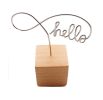 8 Pack Wooden Base Clip Holders Photo Memo Table Number Holder Stand, Hello Words