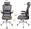 Mesh Ergonomic Office Chair with Flip Up Arms High Back Desk Chair -High Adjustable Headrest with Flip-Up Arms, Tilt Function, Lumbar Support Swivel C