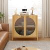 Bamboo 2 door cabinet, Buffet Sideboard Storage Cabinet, Buffet Server Console Table, for Dining Room, Living Room, Kitchen, Hallway