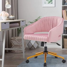 Modern swivel high quality velvet office desk chair pink color in gold metal luxury height adjustable computer chair living room chair