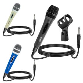 5 Core 3Pcs Dynamic Microphone XLR Audio Cardioid Mic w/ Clip Vocal Karaoke Singing PM 286 WH+BLU+BLK 3PC