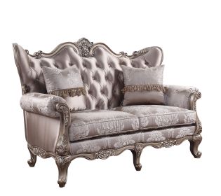 ACME Jayceon Loveseat w/2 Pillows, Fabric &amp; Champagne 54866