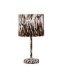 19.25" Faux Suede Tiger Print Metal Table Lamp