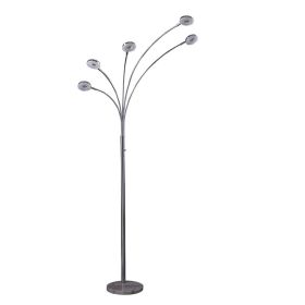 80" Avery 5 Arm Aluminum Chrome Led Semi Arc Floor Lamp