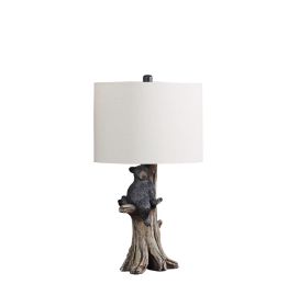 24.75" In Black Bear On A Tree Polyresin Table Lamp