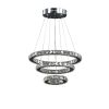 11.8" To 47.2" In Adjustable Height Alva Large Triple Hoop Modern Crystal Stainless Pure White Color Led Remote Control Dimmer Chandelier