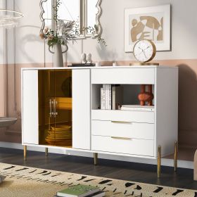 U_Style Storage Cabinets with Acrylic Doors, Light Luxury Modern Storage Cabinets with Adjustable Shelves, Accent Cabinet Buffet Cabinet for Living Ro