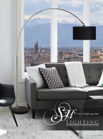 81"H BLACK SINGLE ARCH WITH MARBLE BASE FLOOR LAMP (1PC/CTN) (2.75/46.20)