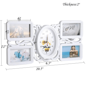 Collage Pictures Frames 4 Openings White Photo Holder with Glass Front for Family,20.5 X 11