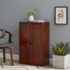 Bathroom Storage Cabinet Freestanding Wooden Floor Cabinet with Adjustable Shelf and Double Door Walnut