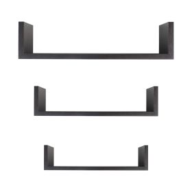 Danya B Floating 'U' Laminated Walnut Veneer Shelves; Set of 3; Espresso Brown