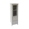 39 Inch Paulownia Wood Accent Cabinet; Vertical; 2 Drawers; 1 Door; Dove Gray