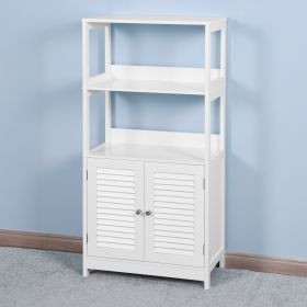 Bathroom Tall Cabinet; Freestanding Linen Tower; Tall Bathroom Storage Cabinet; 2 Open Shelves and Doors; 23.6 x 12.8 x 48 Inches; for Living Room Kit