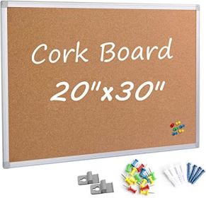 Board2by Cork Board Bulletin Board20 x 30 Inches;  Silver Aluminium Framed Corkboard;  Office Board for Wall Cork;  Large Wall Mounted Notice Pin Boar