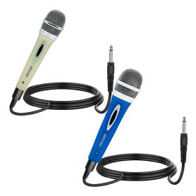 5 Core 2pcs Dynamic Microphone XLR Audio Cardioid Mic w/ Clip Vocal Karaoke Singing PM 286 WH+BLU 2Pcs