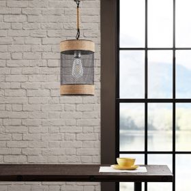 [Only support Drop Shipping Buyer] Orion Natural Rope and Metal Mesh Cylinder Pendant