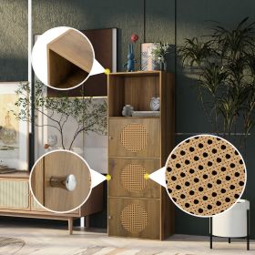 Rattan locker; rattan sideboard; 3 door cabinet; living room; bedroom; home office floor cabinet; rustic brown