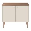 Jaz 35 Inch Wood Accent Cabinet Console; Single Shelf; 2 Doors; Handcrafted; Beige; Walnut