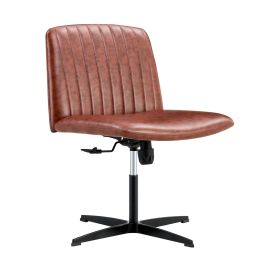 Office chair Brown PU Material. Home Computer Chair Office Chair Adjustable 360 Â¬âˆžSwivel Cushion Chair With Black Foot Swivel Chair Makeup Chair Study