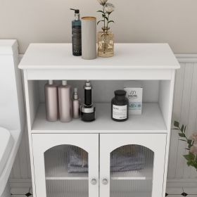 White Bathroom Cabinet with Glass