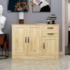 Modern Wood Buffet Sideboard with 2 doors&amp;1 Storage and 2drawers -Entryway Serving Storage Cabinet Doors-Dining Room Console; 43.3 Inch; Oak