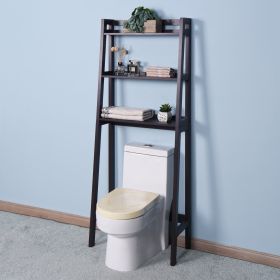 Bathroom Over Toilet Shelf Wooden Espresso Space Saver with 3 Shelves