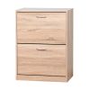 Wooden Shoe Cabinet for Entryway; White Shoe Storage Cabinet with 2 Flip Doors 20.94x9.45x43.11 inch