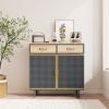 31.5'' Wide 2 Drawer Sideboard; Modern Furniture Decor; Made with Iron + Carbonized Bamboo; Easy Assembly