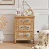 Accent Storage Cabinet Retro Wooden Chest with 3 Drawers and Metal Handles