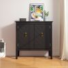 2 Door Wooden Cabinets; Black Wood Cabinet Vintage Style Sideboard for Living Room Dining Room Office