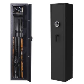 Rifle Gun Safe; Quick Access Fingerprint/Keypad Long Gun Safe; 4-5 Gun Metal Rifle Gun Security Cabinet 2 Pistols safe Lock Box.