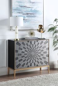 Quilla Console Table in Black; Gray &amp; Brass Finish AC00200