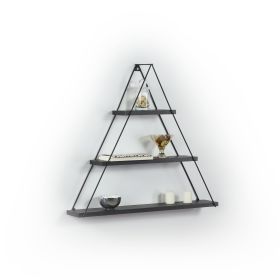 Moset Floating Wall Decor Wall Mounted Rustic Decorative Hanging Metal Bracket Triangle Shelf for Books; Black