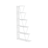 Furnish Home Store Modern 5 Tier Ladder Bookshelf Organizers; Narrow Bookshelf for Small Spaces Office Furniture Bookcase; White/Chrome