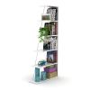 Furnish Home Store Modern 5 Tier Ladder Bookshelf Organizers; Narrow Bookshelf for Small Spaces Office Furniture Bookcase; White/Chrome