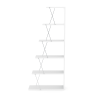 Furnish Home Store Modern 5 Tier Ladder Bookshelf Organizers; Narrow Bookshelf for Small Spaces Office Furniture Bookcase; White/Chrome