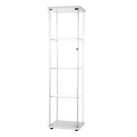 One Door Glass Cabinet Glass Display Cabinet with 4 Shelves; White