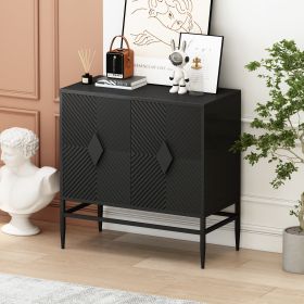 31.50" Modern 2 Door Wooden Cabinet with Featuring Two-tier Storage; for Office; Dining Room and Living Room; Painted in Black