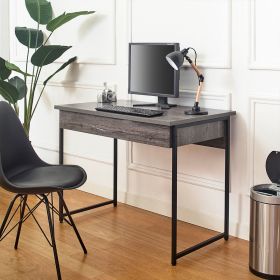 Niche Wood and Metal Desk with One Drawer in Rustic Gray