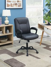 Adjustable Height Office Chair with Padded Armrests; Black