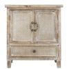 Weathered Wood Cabinet with 1 Drawer and 2 Doors Vintage Accent Storage Chest for Entryway; Living Room