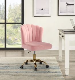 Moyle Office Chair in Rose Quartz Velvet &amp; Gold Finish OF00116