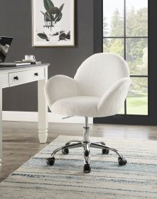 Jago Office Chair in White Lapin &amp; Chrome Finish OF00119