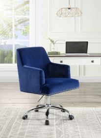 Trenerry Office Chair in Blue Velvet &amp; Chrome Finish OF00117