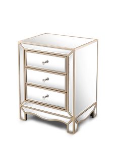 W 19.7&quot; X D 15&quot; X H 26&quot; Champagne mirror three extraction cabinet; multifunctional bedside table