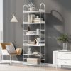 70.8 Inch Tall Bookshelf; 6-tier Shelves with Round Top Frame; MDF Boards; Adjustable Foot Pads; White