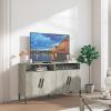 Farmhouse style TV Stand; TV station with storage and open drawers; entertainment center console table; living room media furniture.(Grey; 58''W*23.6'