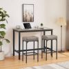 Bar stool set 2PC (Grey+Black; 16.1''W*12.2''D*28.7''H)